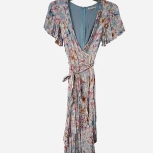 The Clothing Company Blue Floral Maxi Dress Size Medium